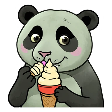 Panda eating ice cream sticker