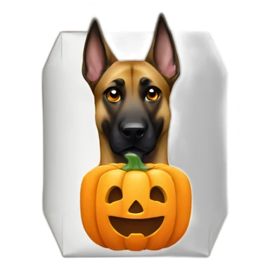 malinois dog with pumpkin Halloween box for candy sticker