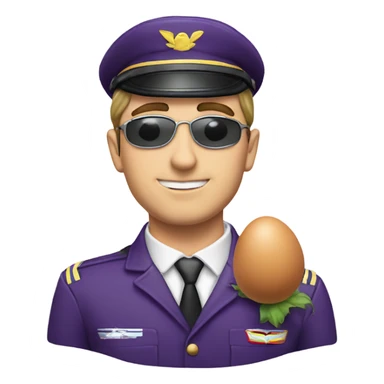Caucasian male gay pilot kissing egg plant sticker