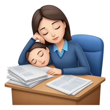 Elementary school teacher napping on desk with papers sticker