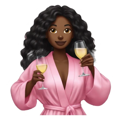pink victoria secret robe on black girl holding white wine sticker