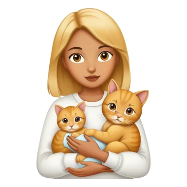 one fashion girl with baby golden cat sticker