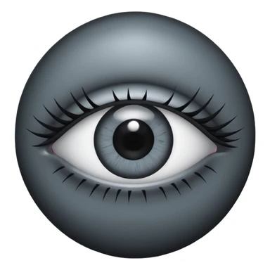 Minimal emoji, gothic futuristic eye, cold grey sclera, the pupil is fully replaced by a solid black number 8 eight, occult cyber aesthetic, sharp clean lines, flat emoji design, centered, transparent background sticker