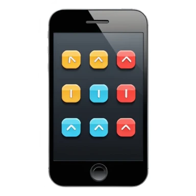 Minimalistic flat vector icon, iOS style, thin black contour on white background. Smartphone with basic UI elements inside: toggle switch, segmented control, and bottom tab bar. Clean, no text, no shadows sticker