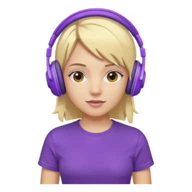 blonde girl with purple headphones and tshirt  sticker