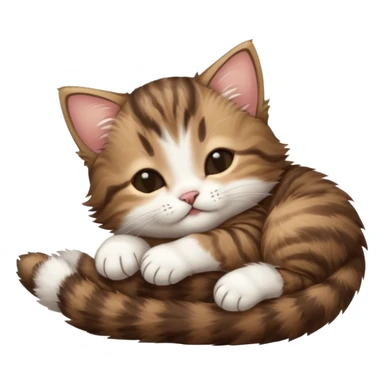 dark brown tabby and white kitten sleeping upside down on its back sticker