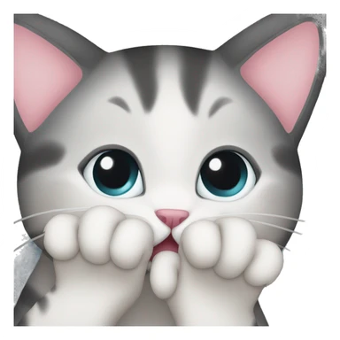 Shy cat covering her mouth with paw  sticker