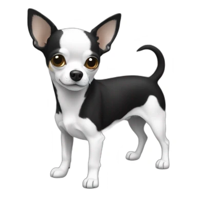 Chihuahua à poil long noir et blanc  sticker