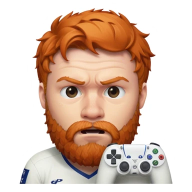 a ginger with beard looking like Ed Sheeran playing fifa on the playstation and is angry sticker
