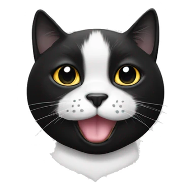 Black and white tuxedo cat face wit a black dot on the chin sticker
