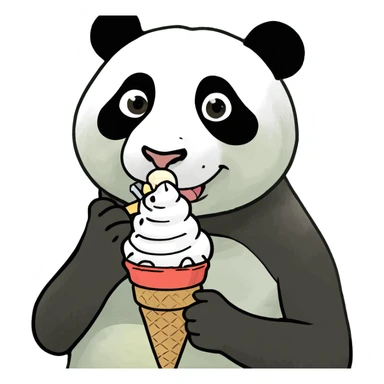 Panda eating ice cream sticker