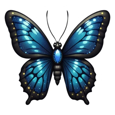 Gothic villainous edgy dark punky Victorian aesthetic sparkly shiny glittery gloomy dark butterfly specimen sticker