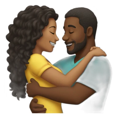 Caribbean man hugging whie woman sticker