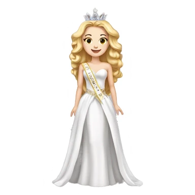 White girl Pageant queen with sash and crown on full body sticker