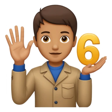 replace the ice cream with the numbers 6 and 7 holding his hands doing this emoji 🫴 and the left is the same emoji but flipped sideways then make the emojis 6️⃣7️⃣ go in each so six gos in the left hand and seven goes in the right hand sticker