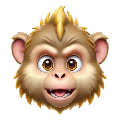 Cinematic Comical Macaque Portrait Emoji, Head tilted dramatically with an exaggerated, shocked expression and a raised eyebrow, featuring a lively, nimble build with spiky fur and wide, comically expressive eyes, Simplified yet hilariously animated features, highly detailed, glowing with a slightly sassy, vibrant glow, high shine, dramatic yet playful, stylized with an air of cheeky primate attitude, soft glowing outline, capturing the essence of a meme-worthy macaque that looks ready to deliver a playful side-eye into viral fame! sticker