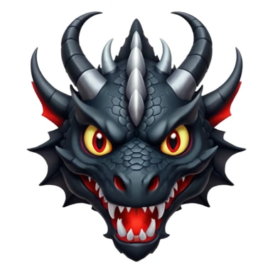 A terrifying black dragon with red brillants eyes, great black horns. sticker