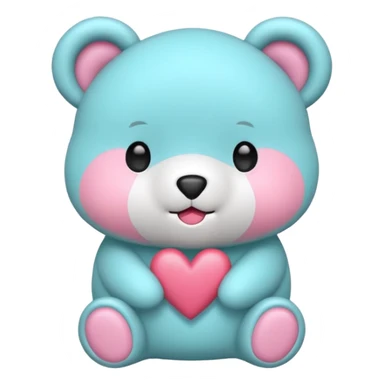 Oso gummy color aguamarina corazón rosa kawaii sticker
