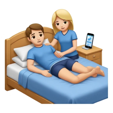 Girl massaging guy on bed sticker