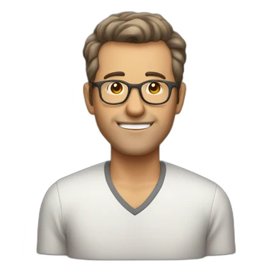 mature man with short brown hair combed back, no mustache and wearing glasses sticker