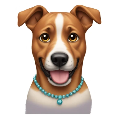 Dog with bead earrings on sticker