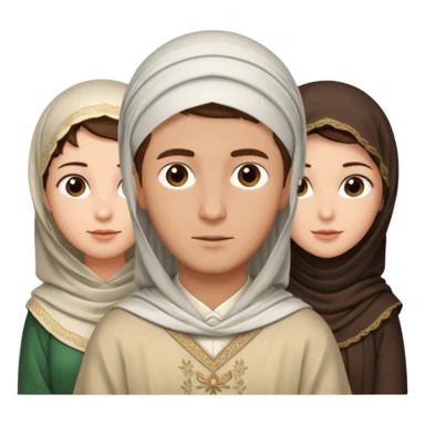 1 man with short hair and 3 veiled women sticker