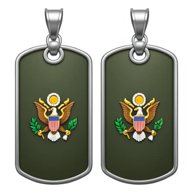 2 x Army name tag on metal pendant  sticker