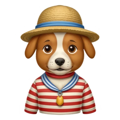 dog wearing gondolier striped shirt and hat sticker