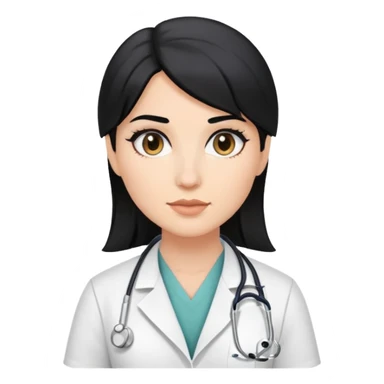 female white physician with black hair and black eyes sticker