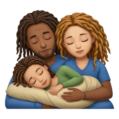 sleeping biracial couple (black male with caramel skin and dreads and hispanic female with fair skin and long brunette hair) with no child sticker