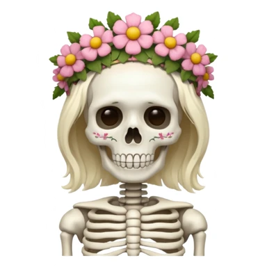 skeleton with flower crown sticker