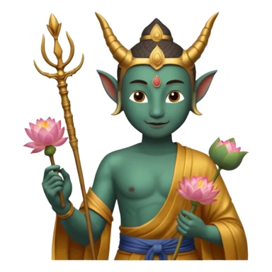 man with dragon head, scepter, buddhism, lotus sticker