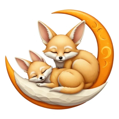 fennec sleeping on a moon sickle  sticker