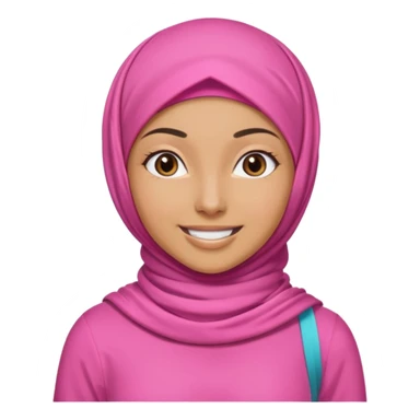 tan skin, hijabi young women in pink hijab, going for walk in active wear clothing sticker