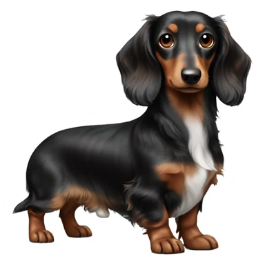 Black & brown Merle long haired Dachshund full body sticker