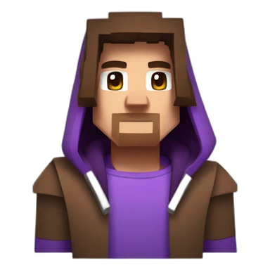 Minecraft skin with brown hair and a purple hoodie with a g on it sticker