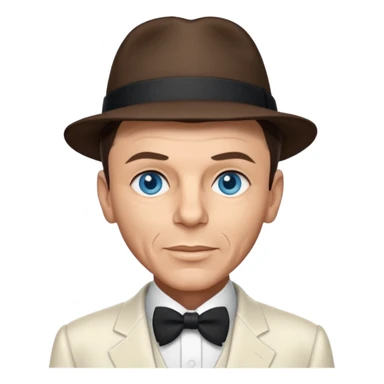 Frank Sinatra with blue eyes, dark brown hair, ivory outfit sticker