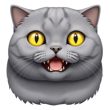 scottish fold british shorthair mix gray cat hissing sticker