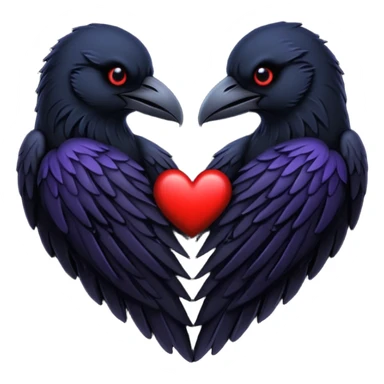 emo heart with night sky and dark ravens sticker