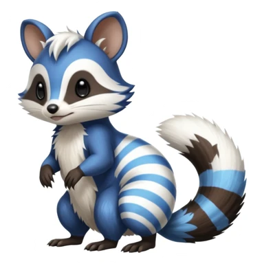 Black/White/Blue Skunk-Badger-Furret-Numbat-Minccino-Meowstic-Teddiursa-animal-fusion (full body) sticker