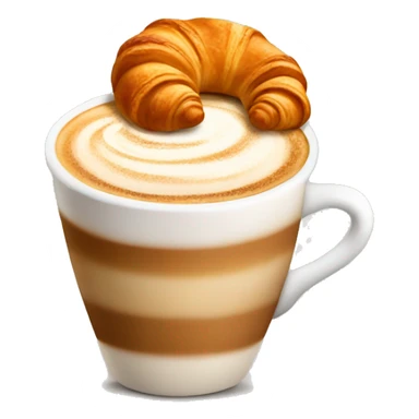 Cup of cappuccino with croissant sticker