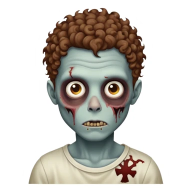 zombie boy with curly brown hair sticker