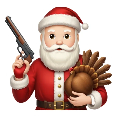 Santa holding a gun shooting a turkey sticker