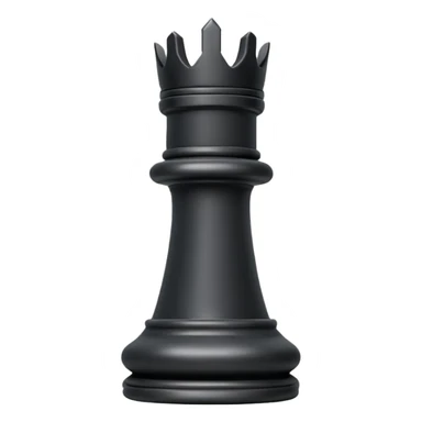 black rook chess piece emoji, classic castle tower shape, blocky top sticker