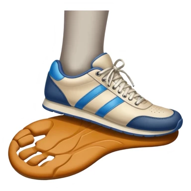  a foot wearing a sneaker pressing on the ground, leaving a visible shoe print beneath. Rounded, glossy, smooth, soft shadows, white background.


 sticker