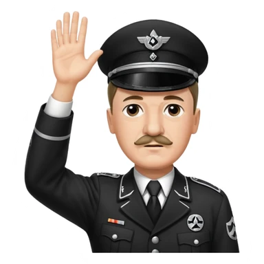Adolf Hitler with a small mustache raising one hand straight out like a Sieg Hail salute in Black SS uniform. The arm must be straight out with no bend in the elbow sticker