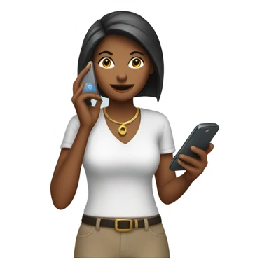 woman showing phone screen sticker