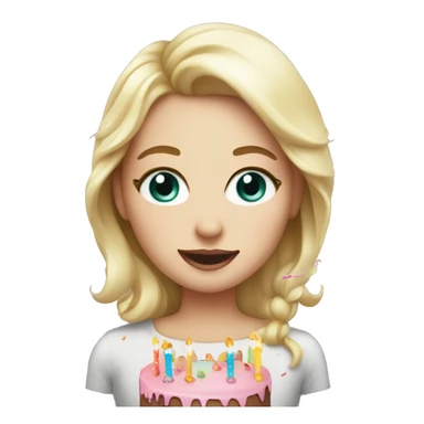 A birthday girl with white skin with a cake with sprinkles sticker