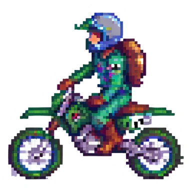 dirt bike racer, pixel art, retro video game look, vibrant, small details sticker