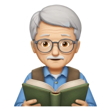 old man reading a book colored glasses sticker